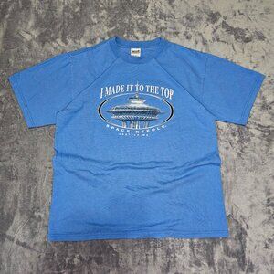 Y2K Seattle Washington Space Needle Tourist T-Shirt Size Medium Washed Blue